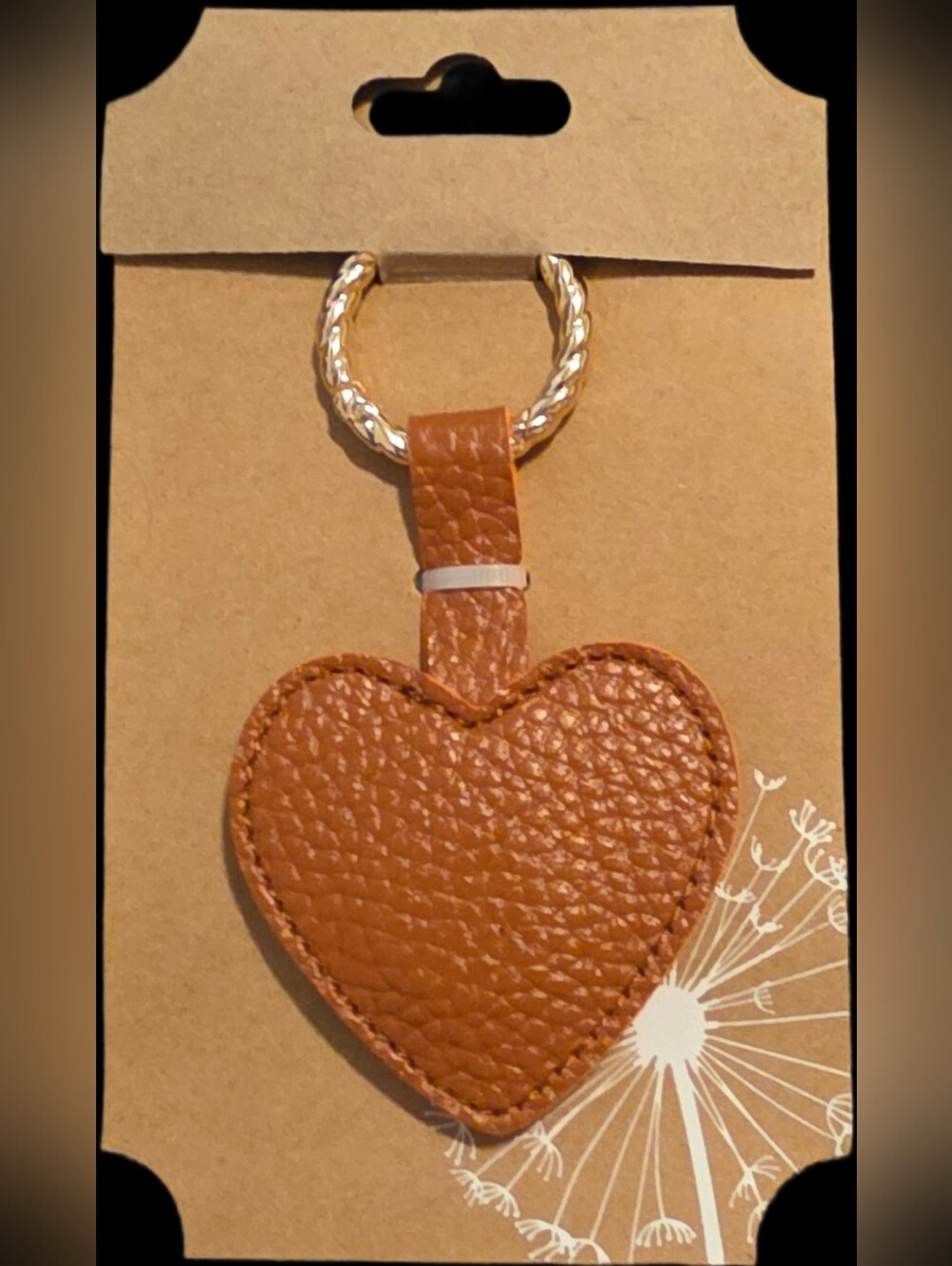 Brown Heart Faux Leather Keychain/Bag Charm